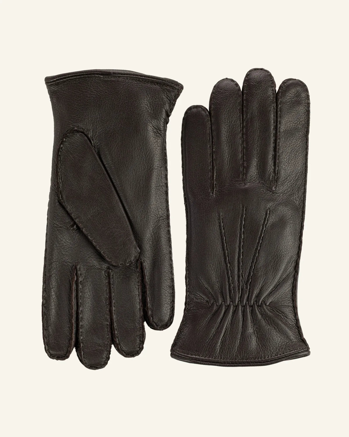 dark brown men's deerskin leather gloves