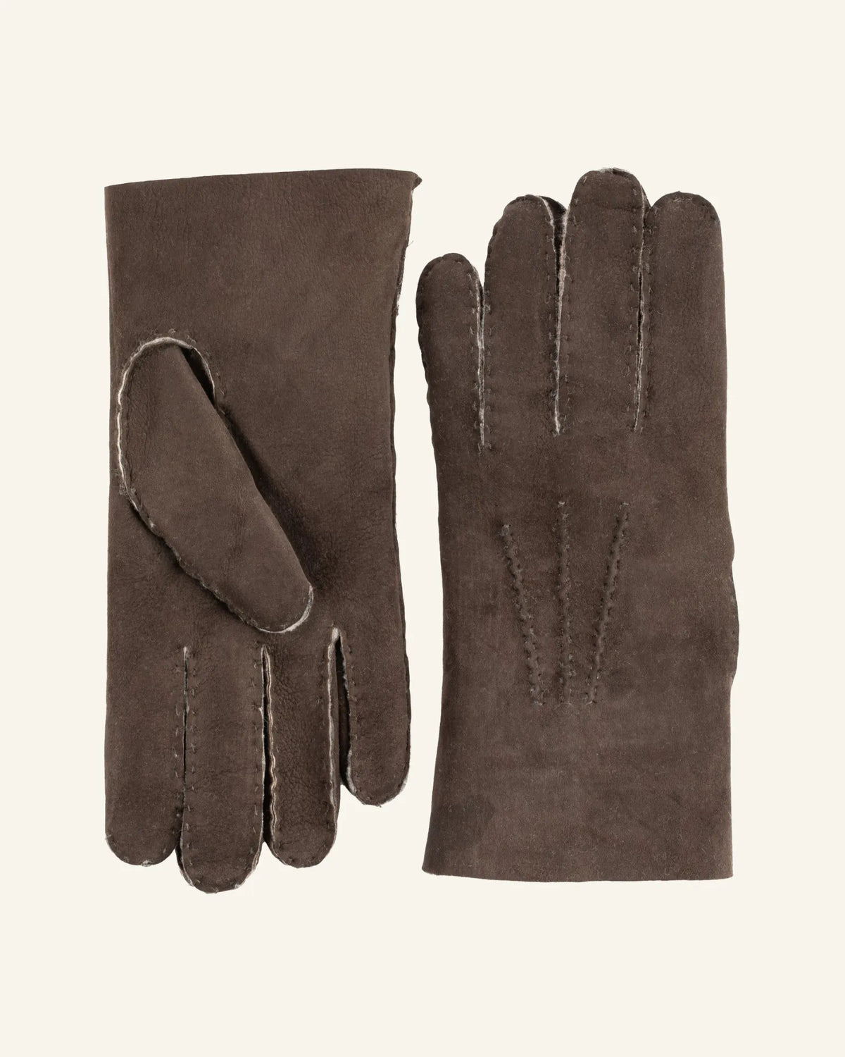 dark brown men's shearling leather gloves