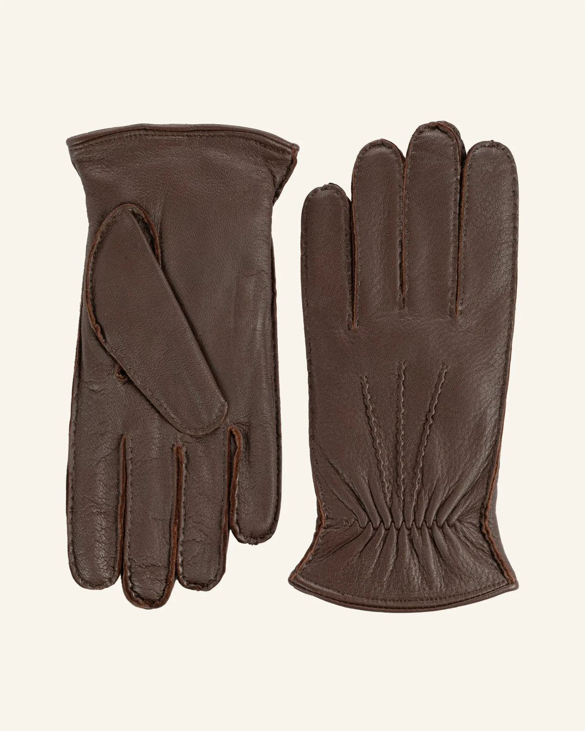 espresso brown men's deerskin leather gloves
