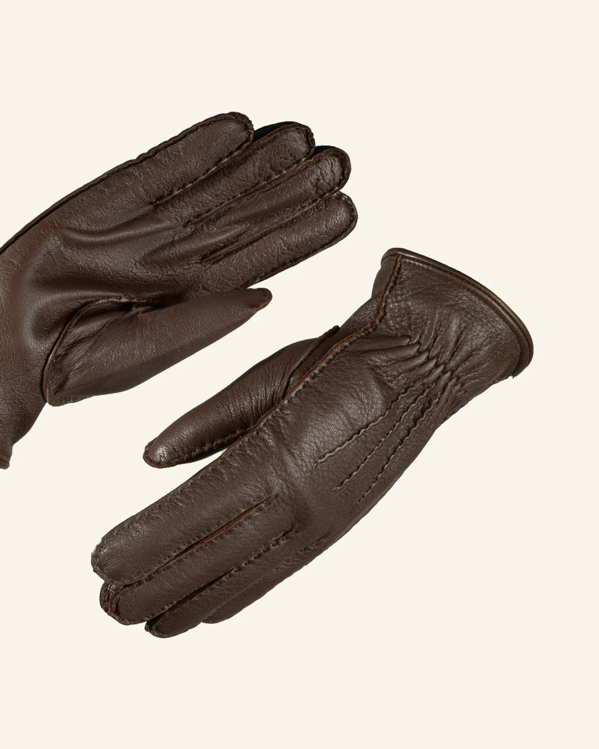 espresso brown men's deerskin leather gloves detail