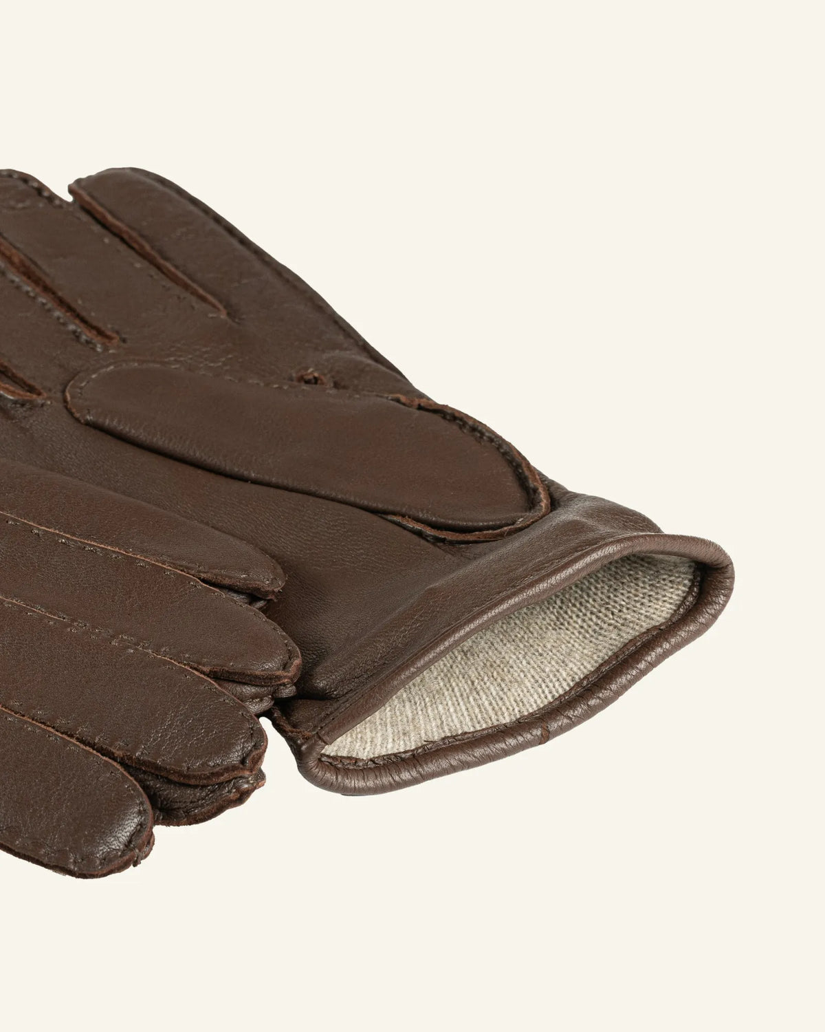 espresso brown men's deerskin leather gloves detail