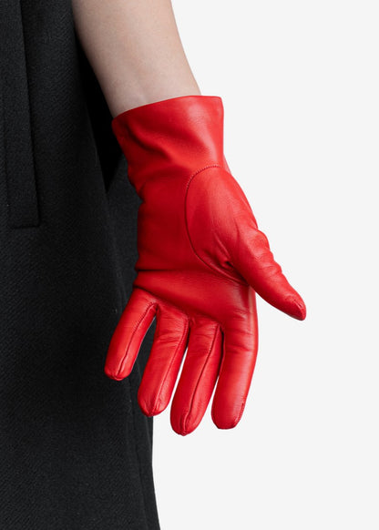 leather gloves for ladies red