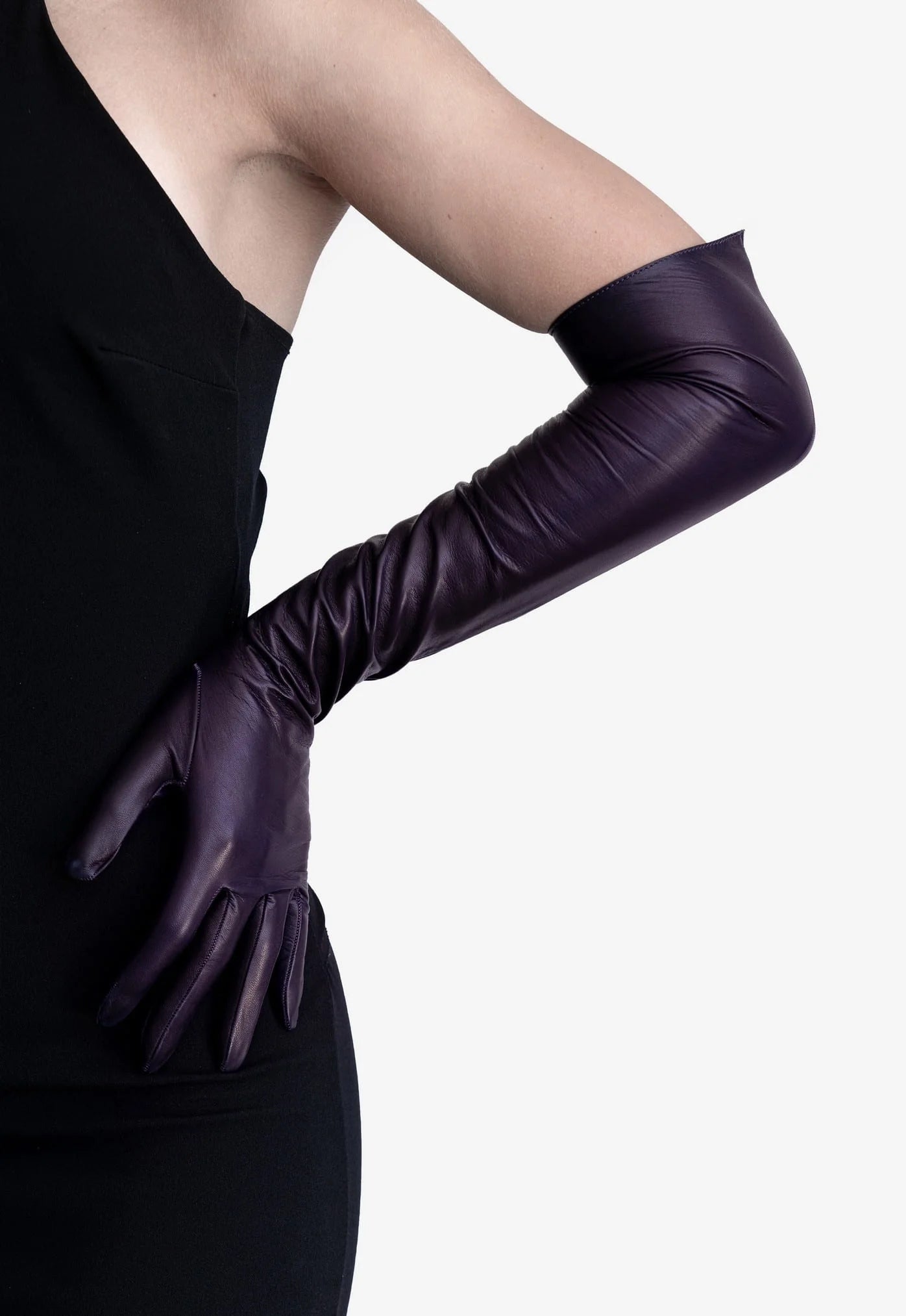leather opera gloves violet