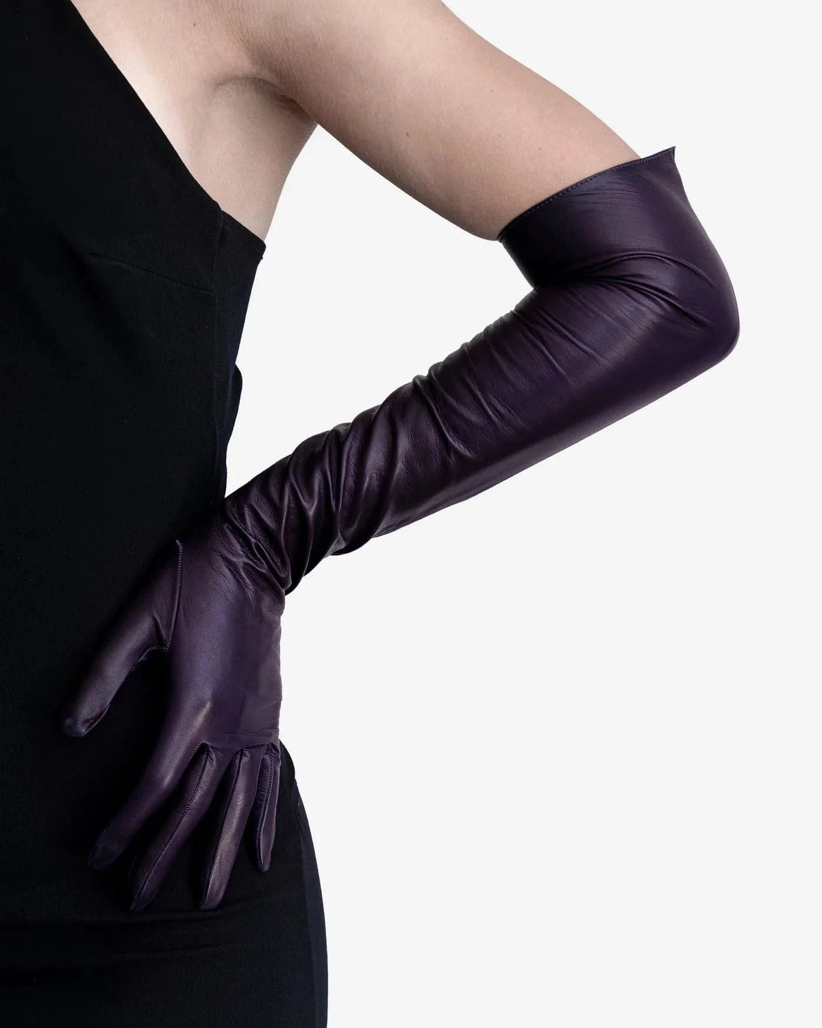 leather opera gloves violet