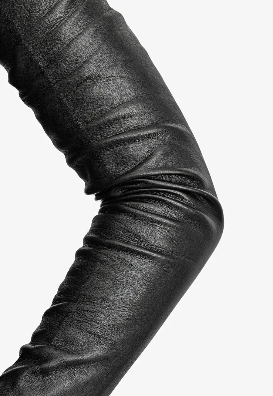 long leather gloves detail