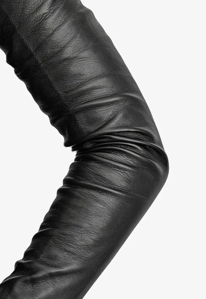 long leather gloves detail