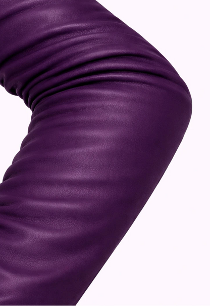 long leather gloves cyclamen