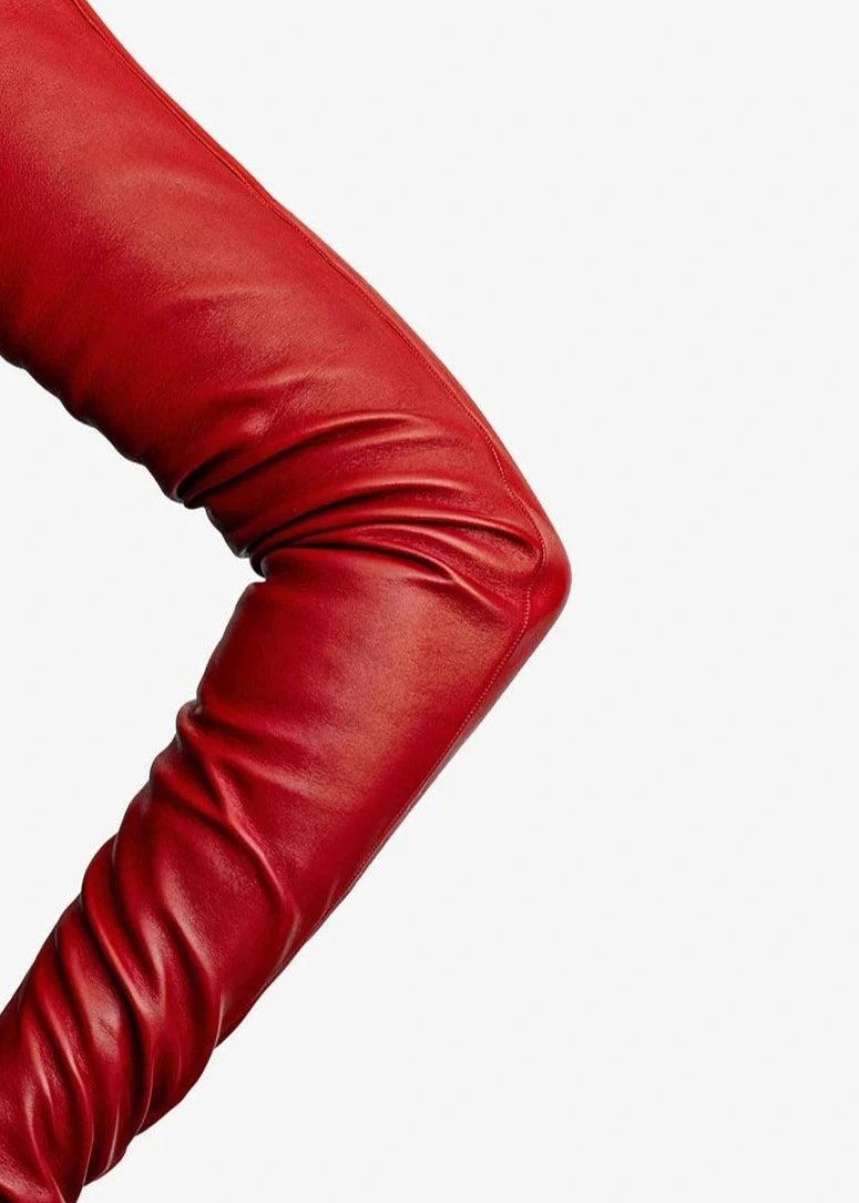 long leather gloves detail