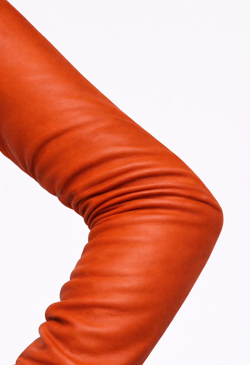 long leather gloves orange