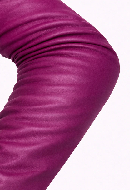 long leather opera gloves fuchsia