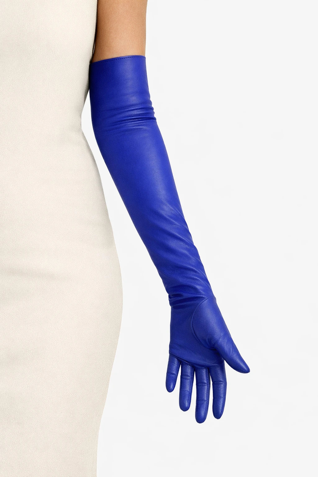 long leather opera gloves royal blue