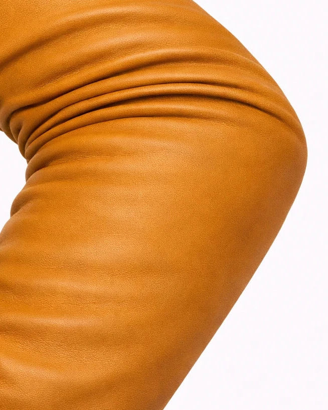 long leather gloves yellow
