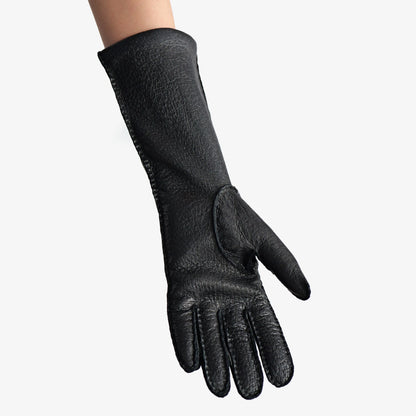long peccary leather gloves black 