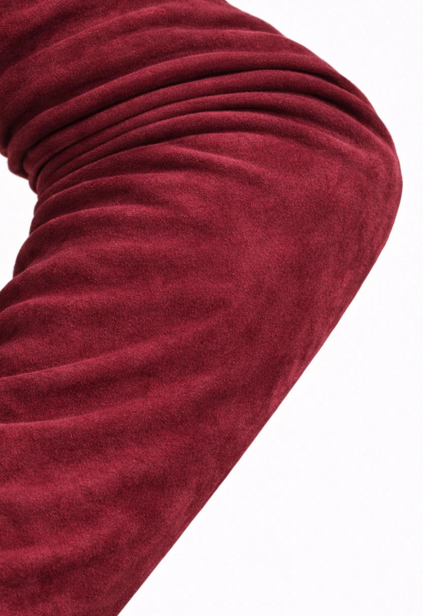 long suede leather gloves burgundy red