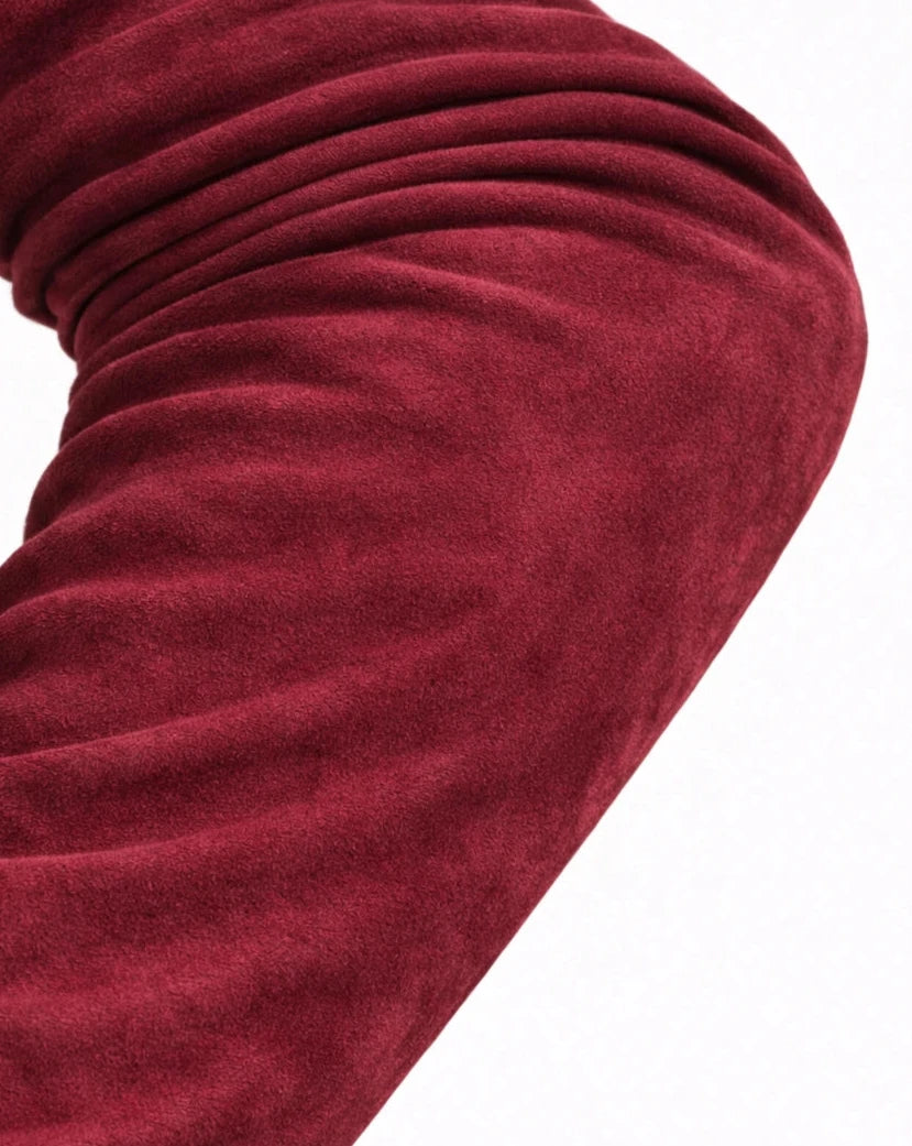 long suede leather gloves burgundy red
