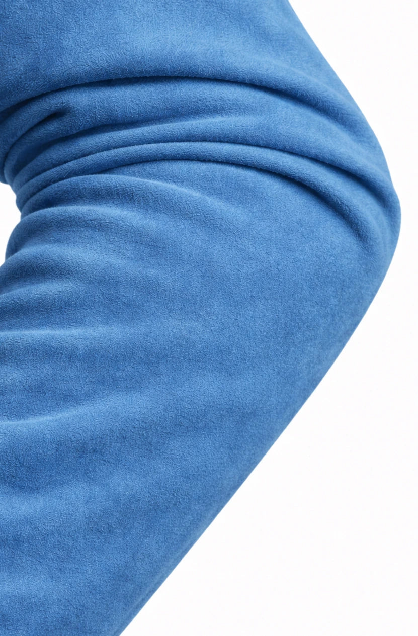 long suede leather gloves light blue