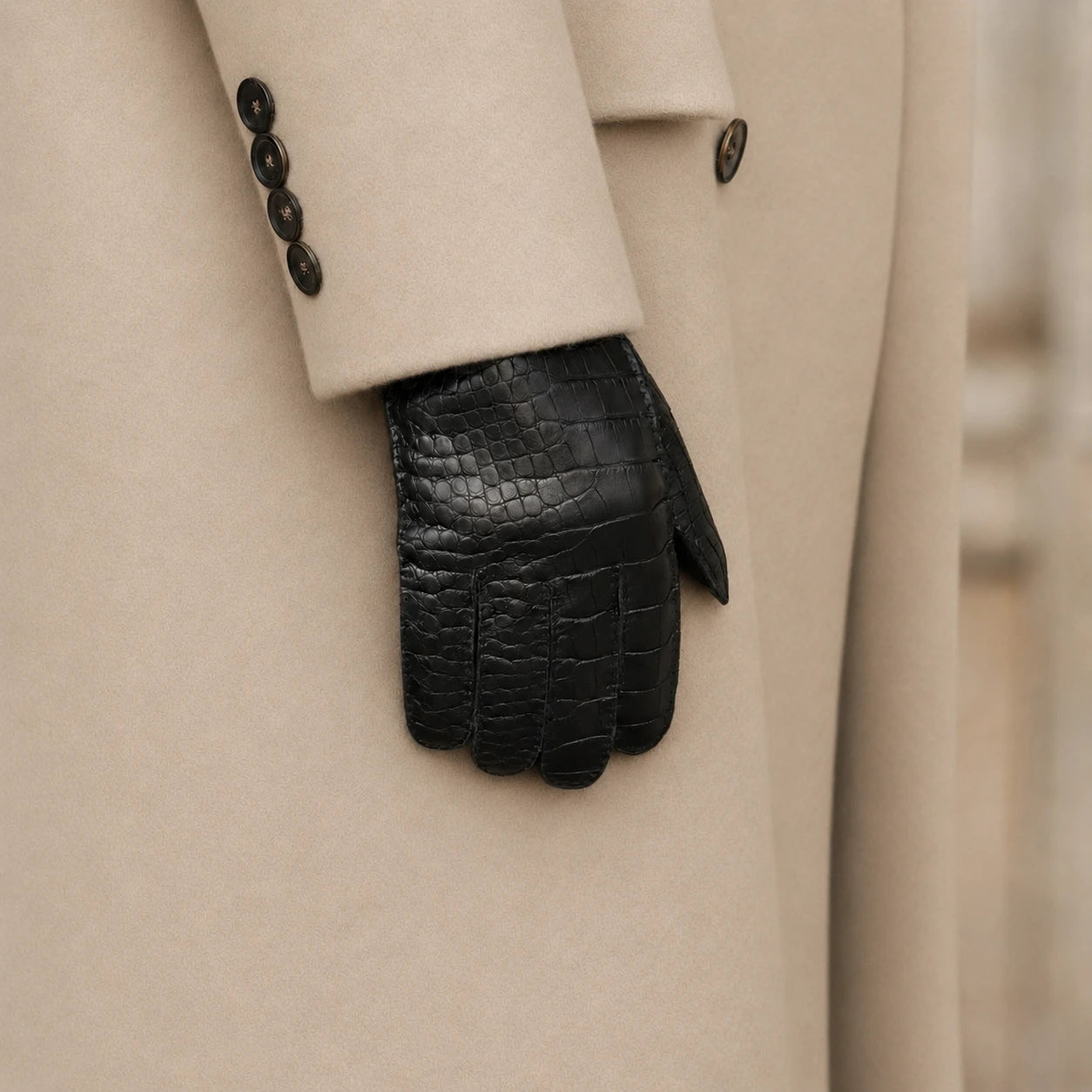 men's crocodile leather gloves