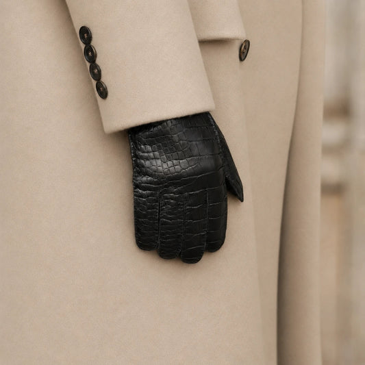 men's crocodile leather gloves