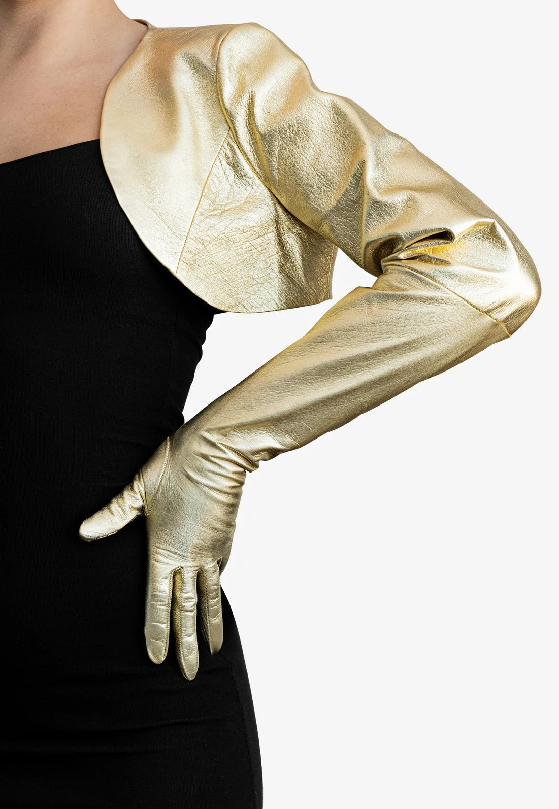 one piece long leather bolero gloves