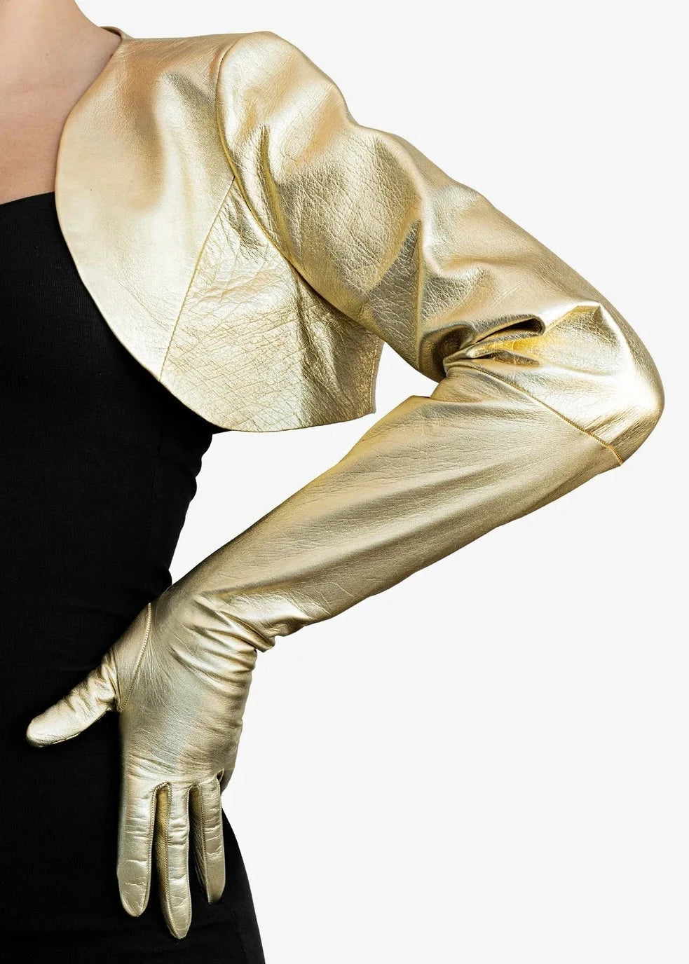one piece long leather bolero gloves