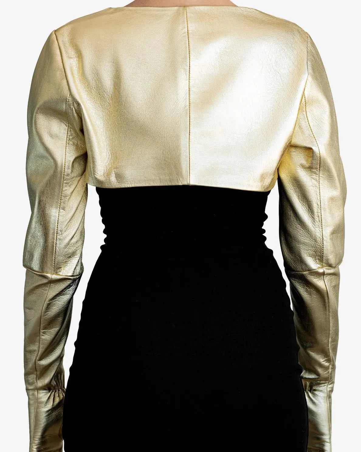 one piece long leather bolero gloves back
