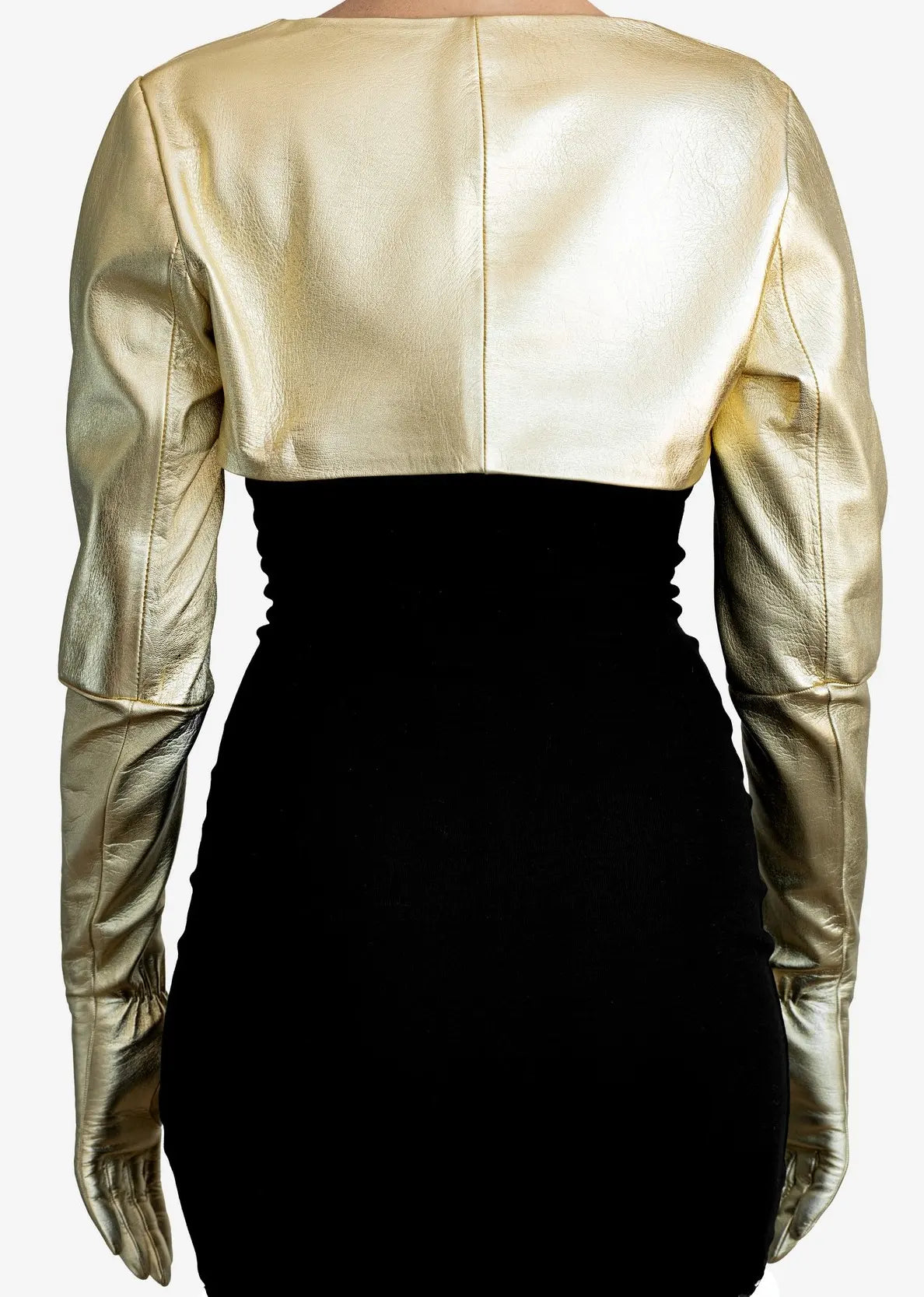 one piece long leather bolero gloves back