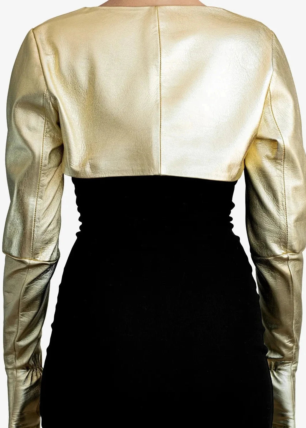 one piece long leather bolero gloves back