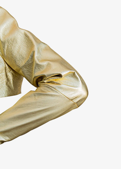 one piece long leather bolero gloves detail