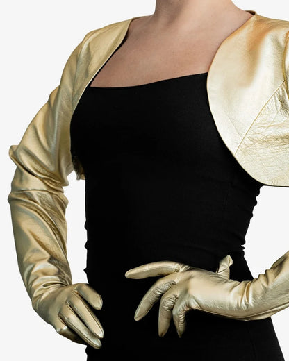 Leather bolero with integrated long gloves - Apoteosi