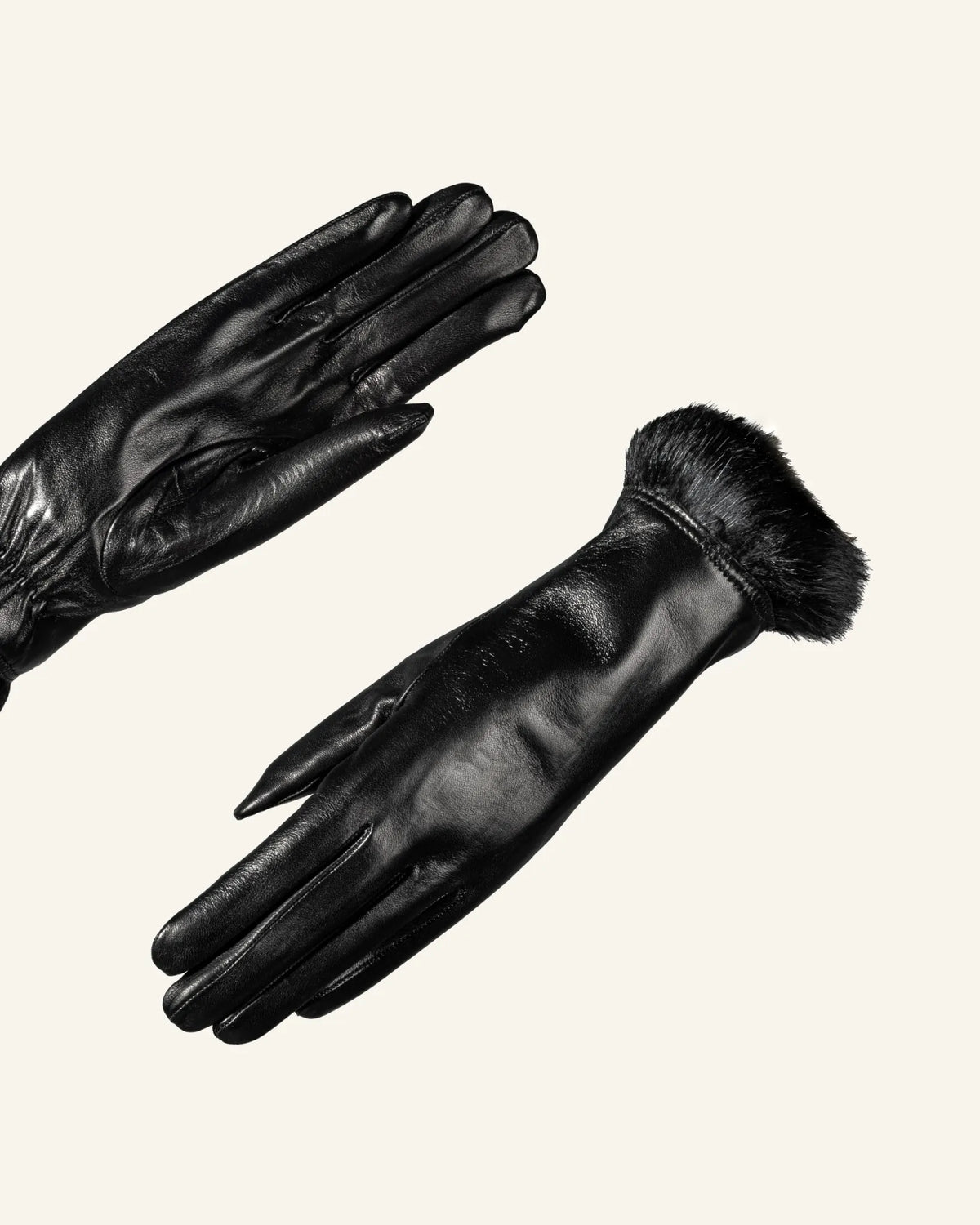 Women’s leather gloves with rabbit fur lining - Affiora