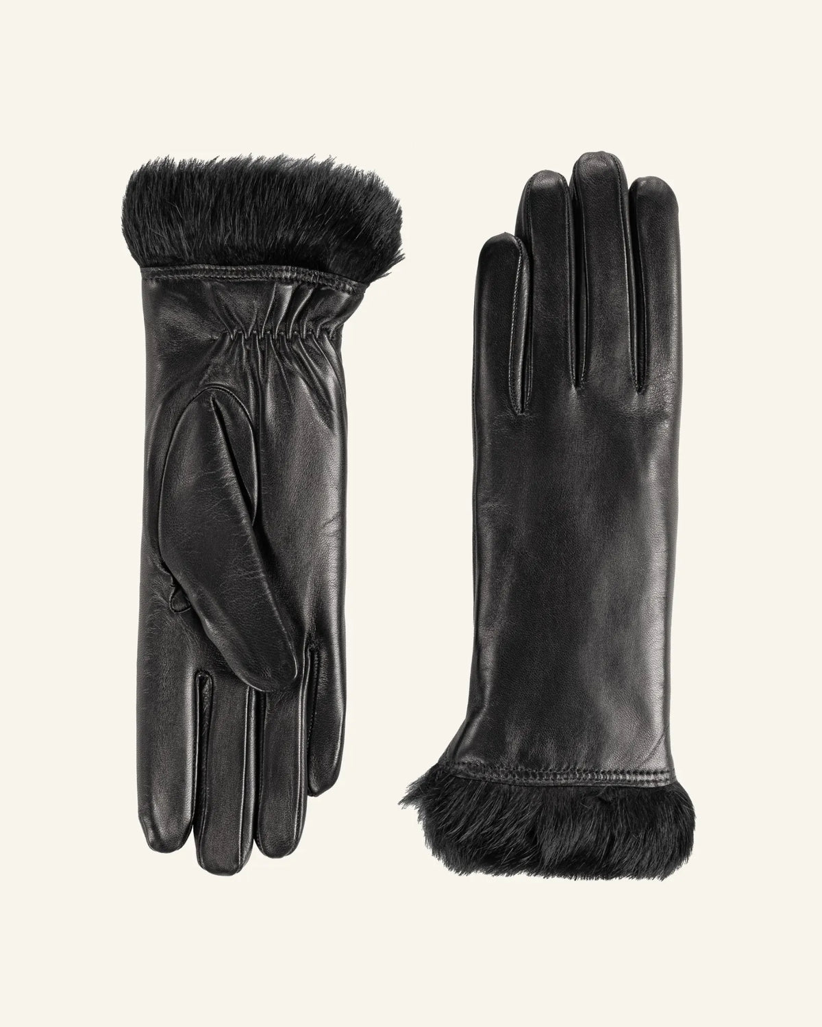 Women’s leather gloves with rabbit fur lining - Affiora
