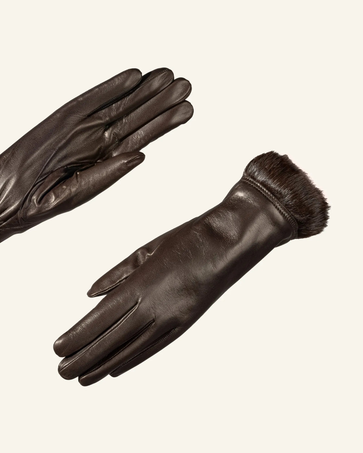 Women’s leather gloves with rabbit fur lining - Affiora