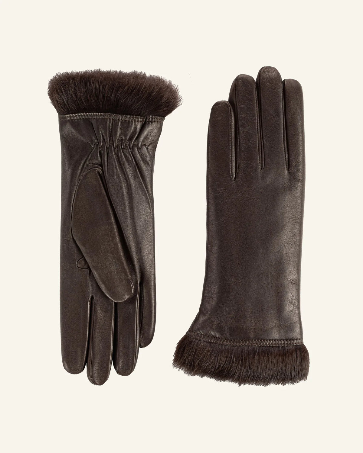 Women’s leather gloves with rabbit fur lining - Affiora