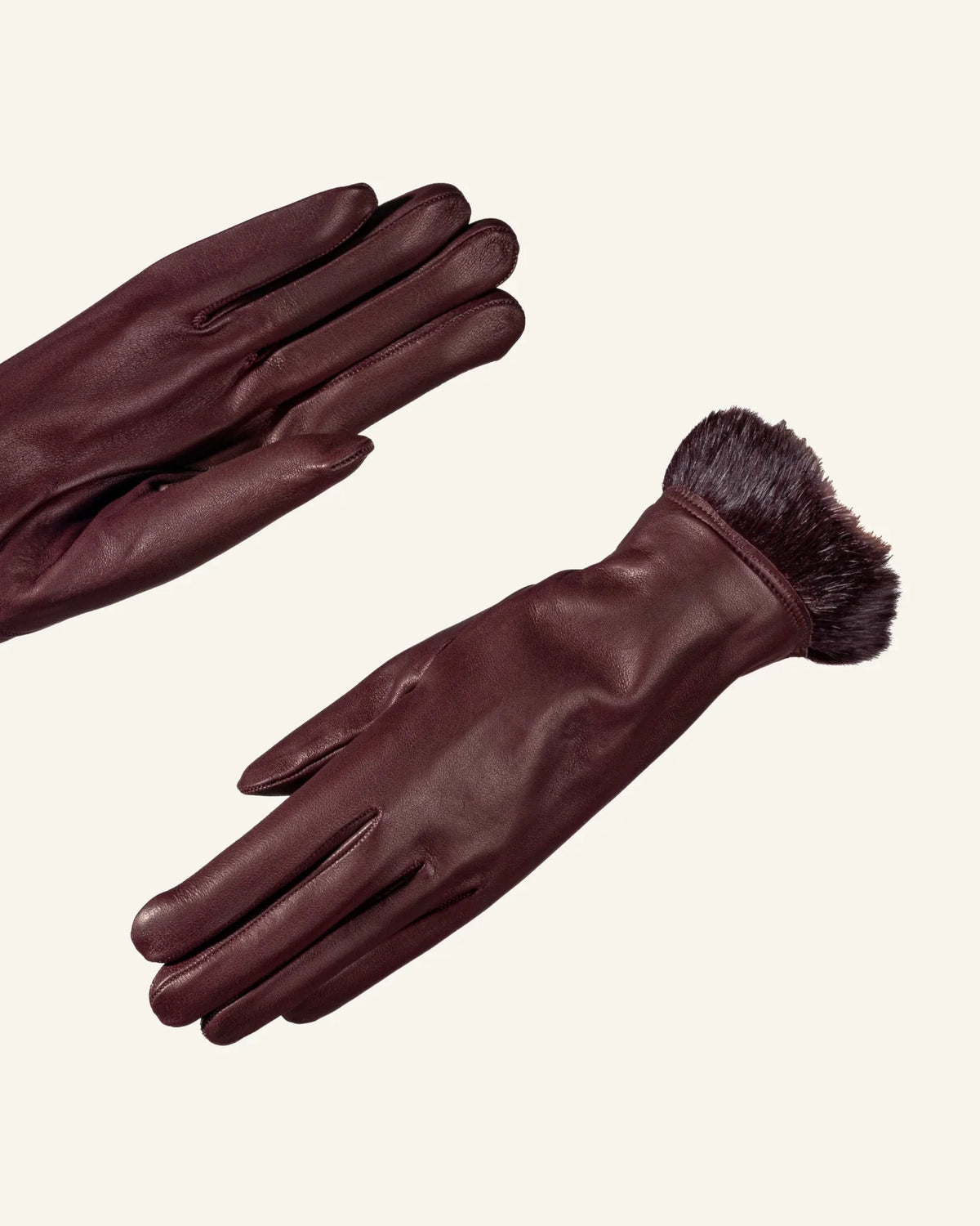 Women’s leather gloves with rabbit fur lining - Affiora