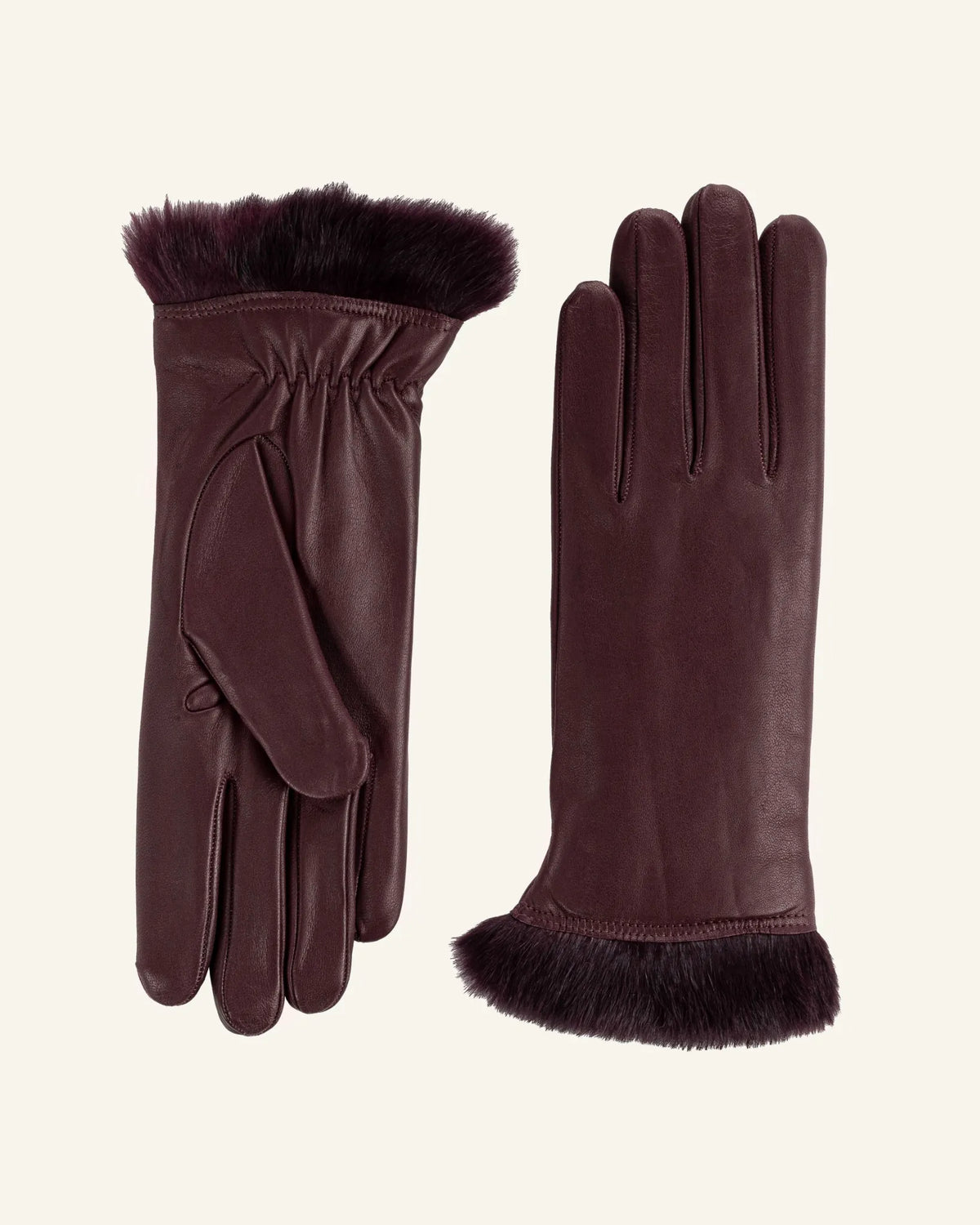 Women’s leather gloves with rabbit fur lining - Affiora