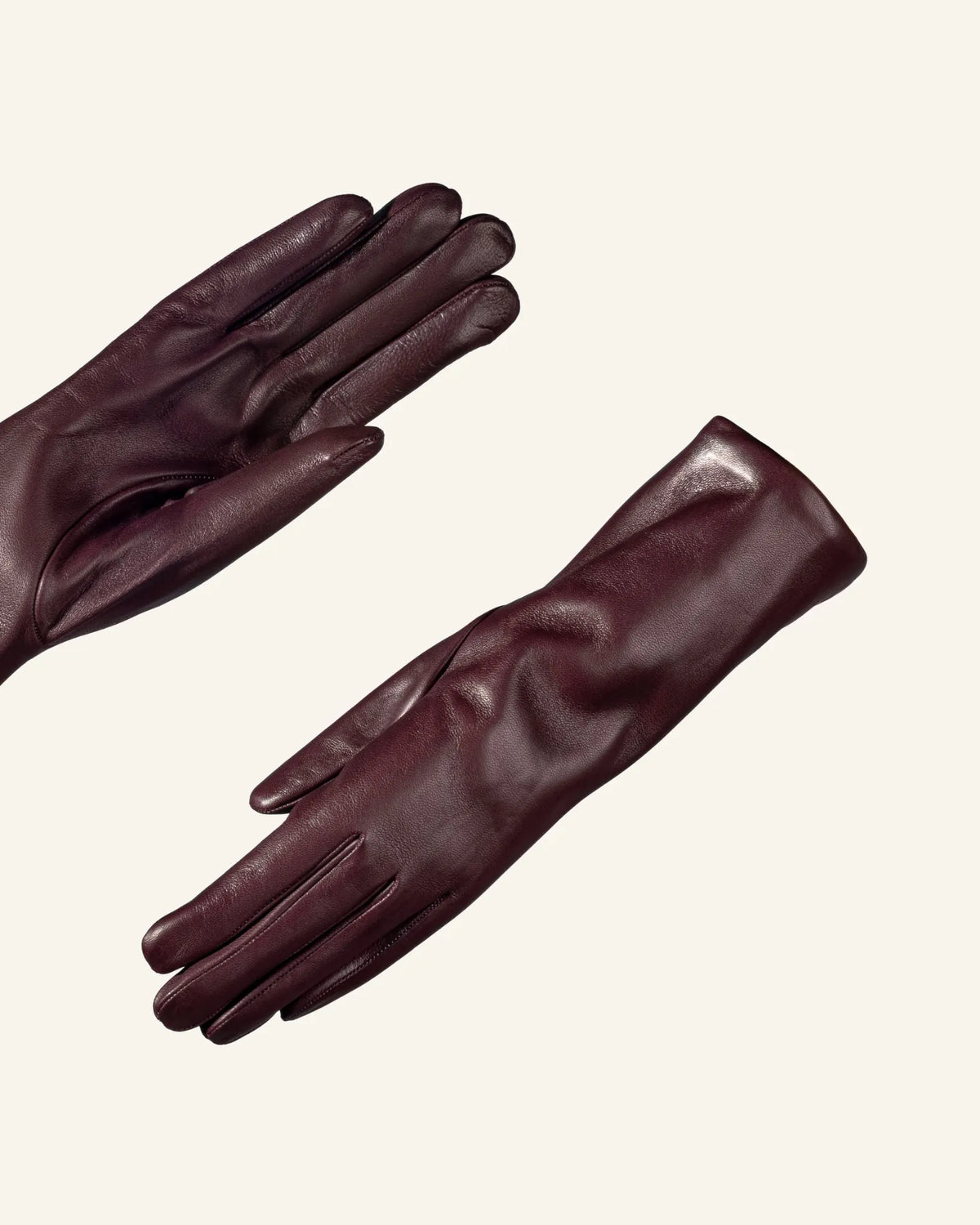 Gants en cuir pour femme avec doublure en cachemire et manchette longue - Mesurer