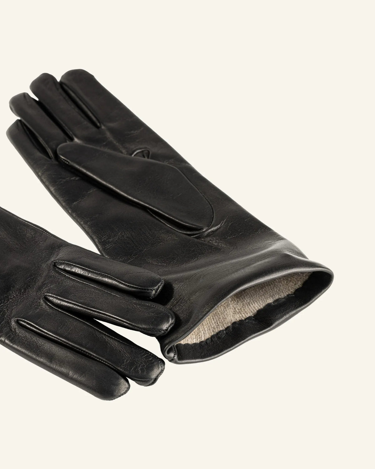 Gants en cuir pour femme avec doublure en cachemire et manchette longue - Mesurer
