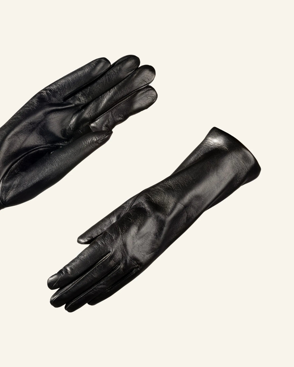 Gants en cuir pour femme avec doublure en cachemire et manchette longue - Mesurer