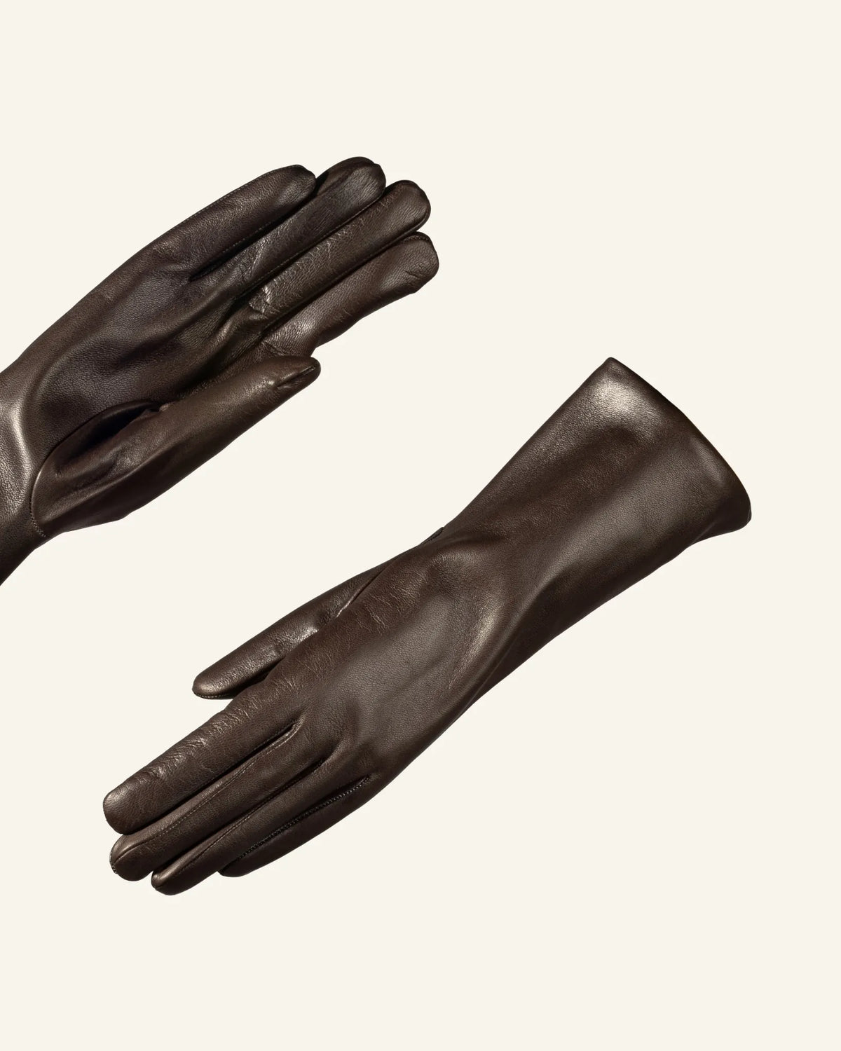 Gants en cuir pour femme avec doublure en cachemire et manchette longue - Mesurer