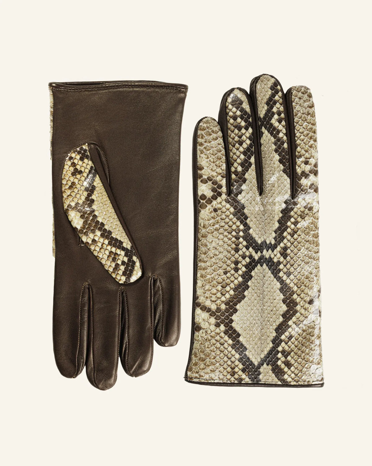 Men's python leather gloves with cashmere lining - Ordito-1