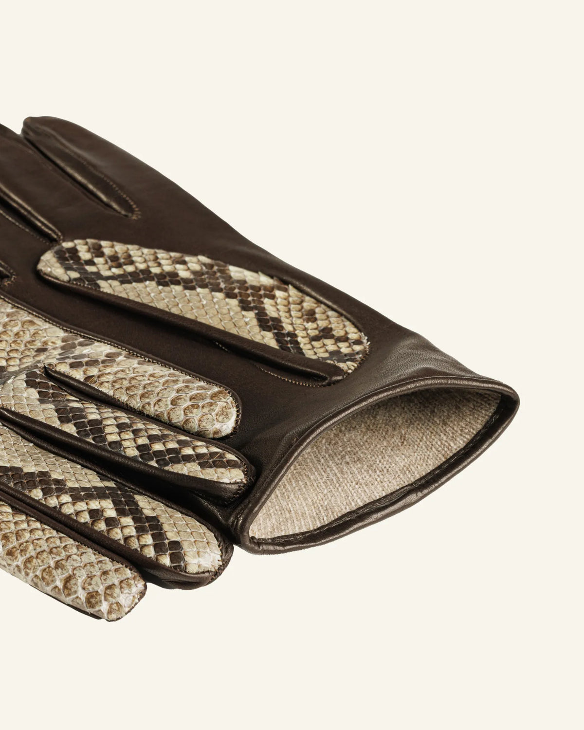 Men's python leather gloves with cashmere lining - Ordito-2