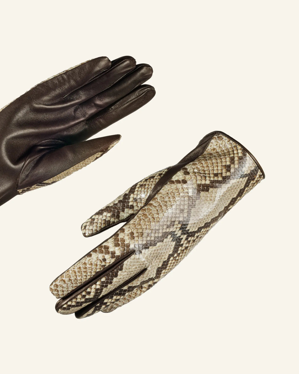 Men's python leather gloves with cashmere lining - Ordito-3