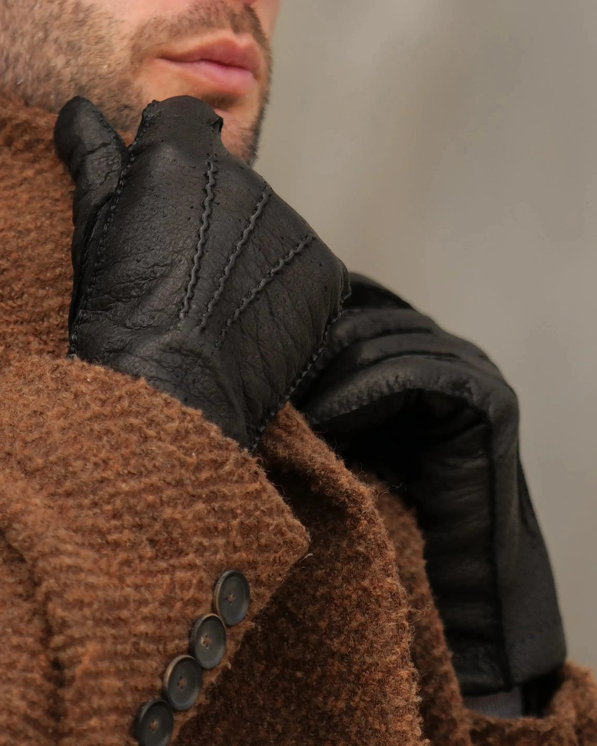 peccary leather gloves black men