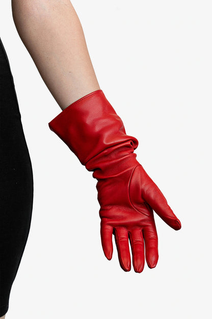 red elegant leather gloves