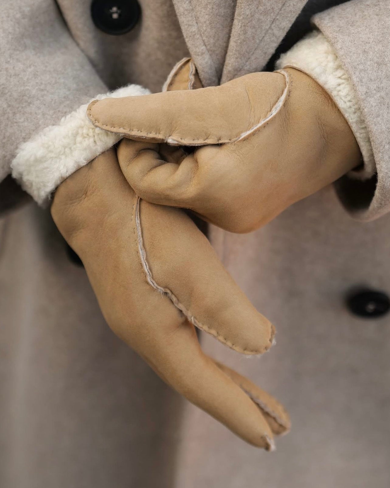 shearling leather gloves for women