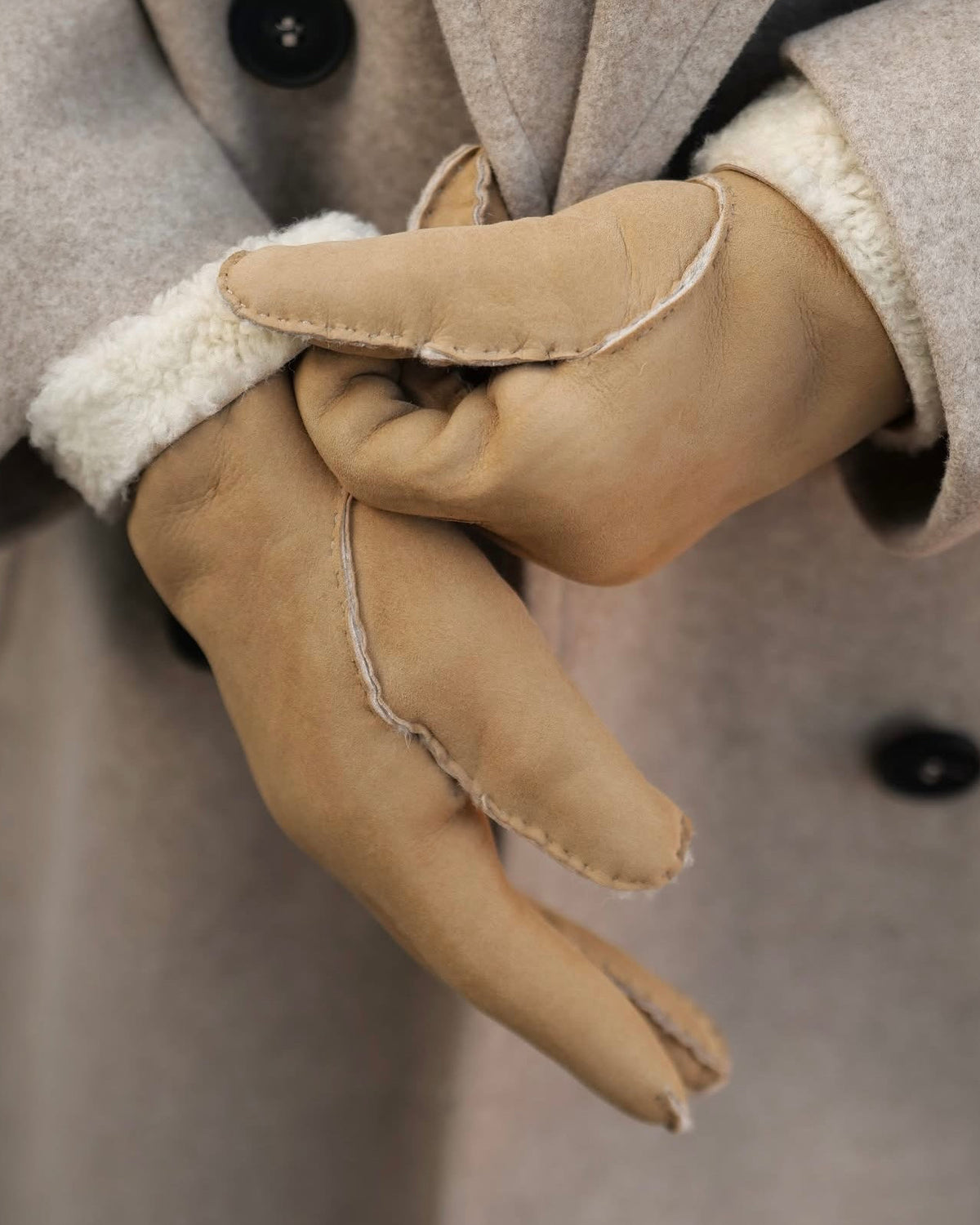 shearling leather gloves for women