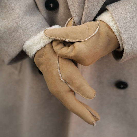 shearling leather gloves for women