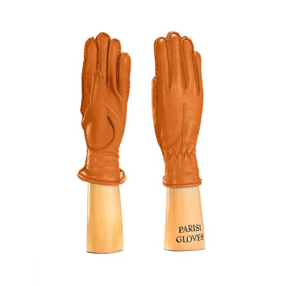 women's deerskin gloves orange