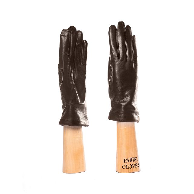 lambskin leather gloves with cashmere lining for her brown