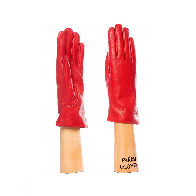 lambskin leather gloves with cashmere lining for her red